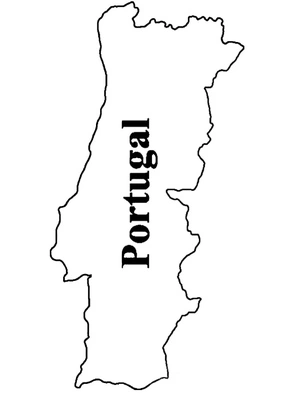 Página para Colorir Mapa de Portugal Contorno