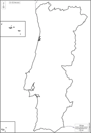 Página para Colorir Mapa de Portugal