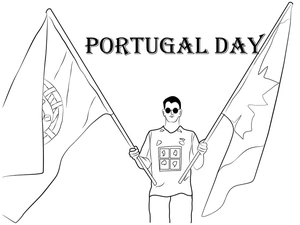 Página para Colorir Dia da Celebração Portuguesa