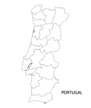 Página para Colorir Mapa Imprimível de Portugal