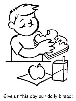 Página para Colorir Oração do Senhor: Nosso Pão Diário