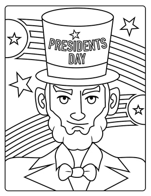 Página de Colorir Gratuita do Dia dos Presidentes