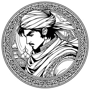 Príncipe perfil, detalhado Príncipe da Pérsia coloring page, free printable