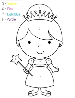 Página para Colorir Colorir por Número Princesa Fada