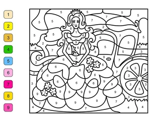 Página para Colorir Colorir por Número para a Princesa Encantadora