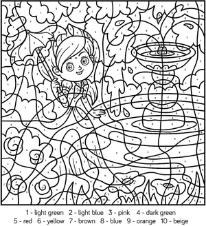 Página para Colorir Princesa Colorir por Número Felicidade