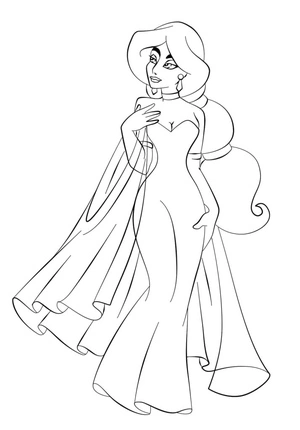 Jasmine em pose elegante, página para colorir detalhada Princesa Jasmine, imprimível grátis