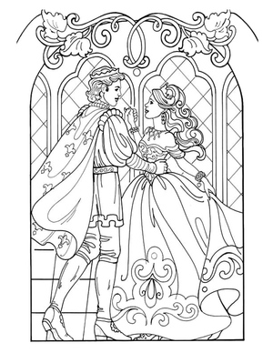 Página para Colorir da Princesa Leonora e do Príncipe
