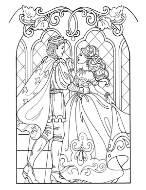 Página para Colorir Página para Colorir da Princesa Leonora e do Príncipe