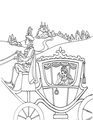 Página para Colorir Princesa Leonora Passeando de Carruagem