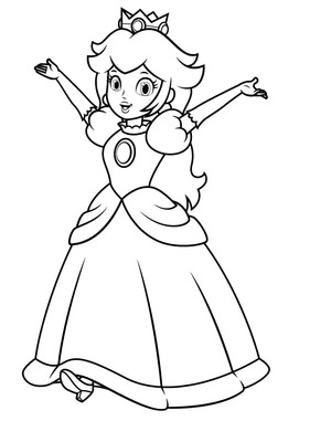 Página para Colorir Princesa Peach Alegre