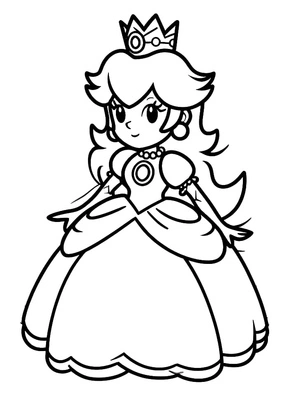Página para Colorir Página para Colorir da Princesa Peach para Crianças