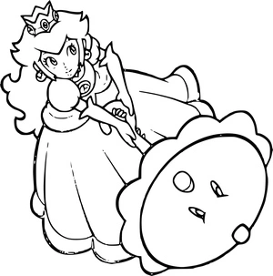 Página para Colorir Princesa Peach com Guarda-chuva