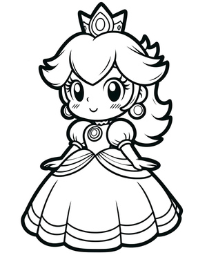 Página para Colorir da Princesa Peach Fofa para Imprimir