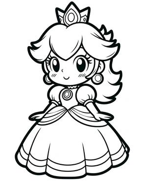 Página para Colorir Página para Colorir da Princesa Peach Fofa para Imprimir
