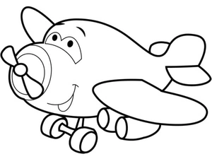 Página para Colorir Aeronave Adorável com Hélice