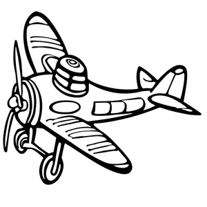 Página para Colorir Avião de Hélice Divertido