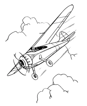 Página para Colorir Página para Colorir de Aeronave com Hélice Voadora Grátis