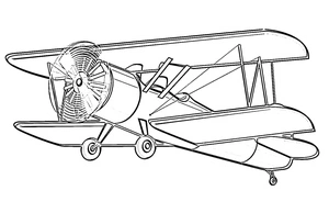 Página para Colorir Imagem de um Avião de Hélice