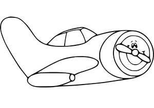 Página para Colorir Avião de Hélice Desenho Animado
