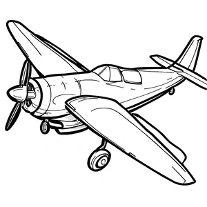 Página para Colorir Página de Desenho de Avião com Hélice