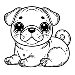 Página para Colorir Pug Adorável