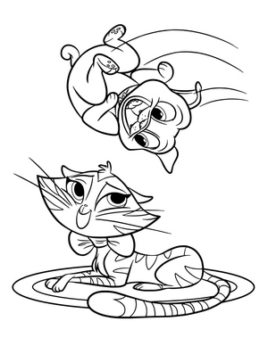 Página para colorir do Bingo e Hissy com personagens de Puppy Dog Pals