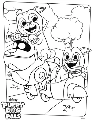 Página para Colorir Bingo, Rolly e Arf