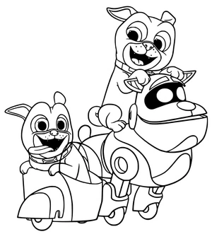 Página para Colorir Bingo, Rolly e ARF