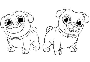 Página para Colorir Puppy Dog Pals Bingo e Rolly