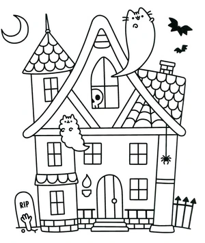 Página para Colorir Pusheen com Fantasia de Halloween