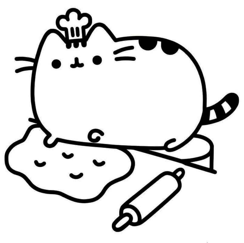 Página para Colorir Pusheen Chef