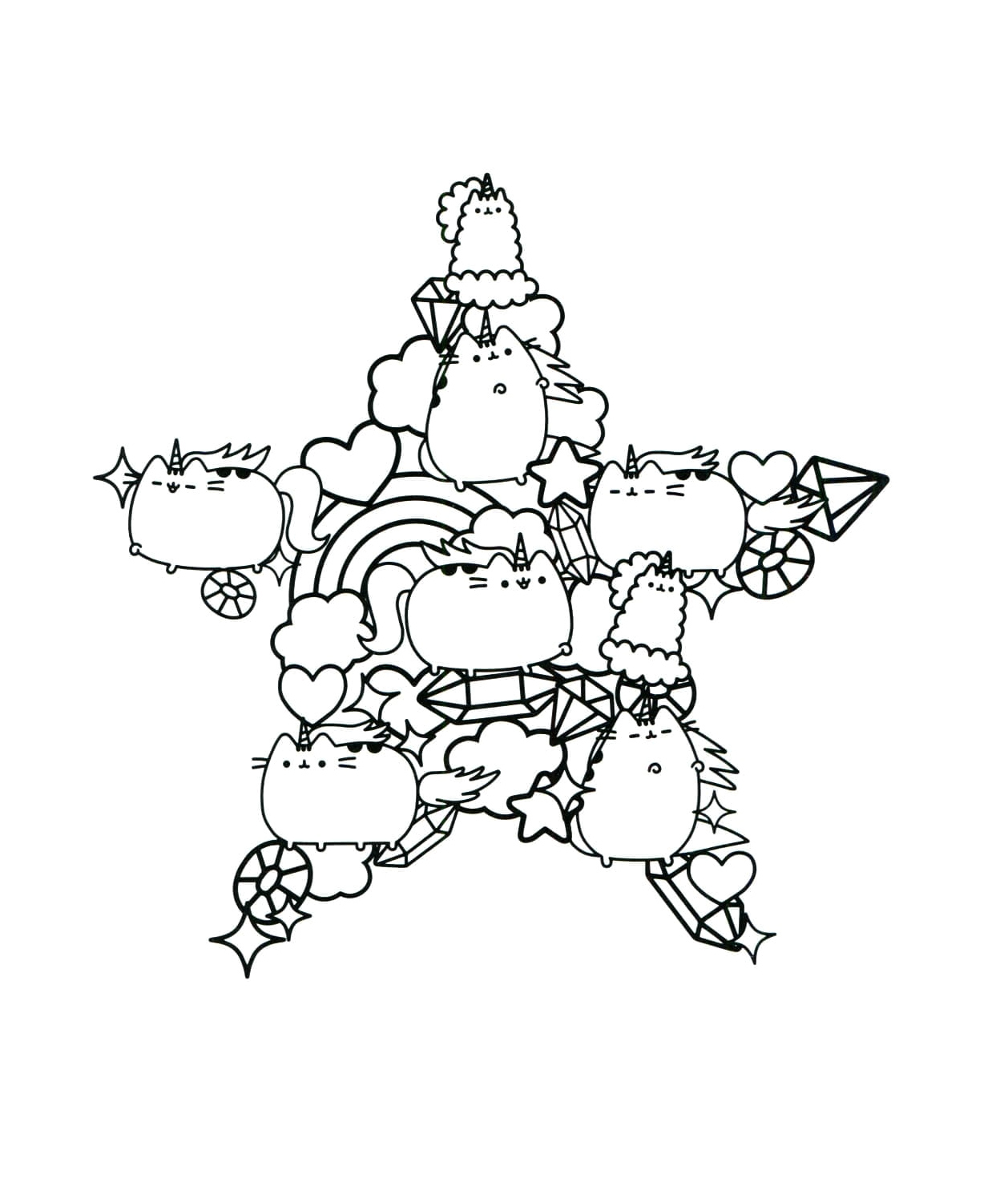 Página para Colorir Estrela Pusheen