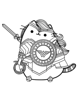 Página para Colorir Mulher-Maravilha Pusheen