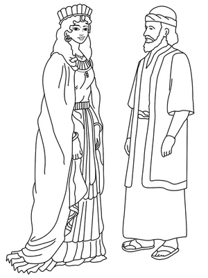 Página para Colorir Esther e Mordecai - Página para Colorir