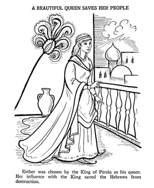 Página para Colorir Esther, a Rainha, Resgata Seu Povo