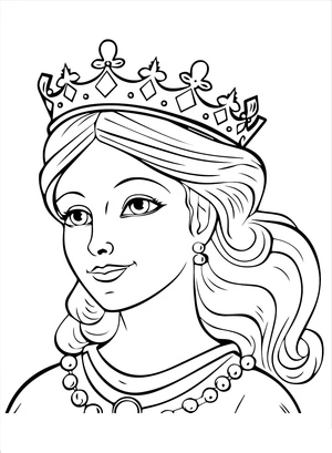 Página para Colorir Rainha Feliz