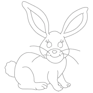Página para Colorir Página para Colorir e Traçar Coelho de Desenho Animado