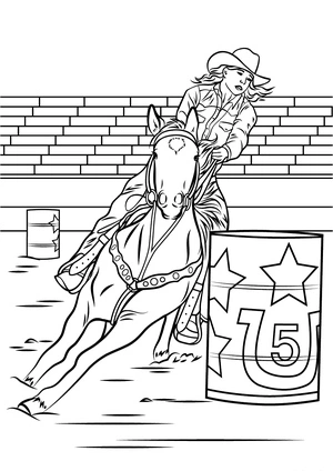 Página para Colorir Corrida de Barris com Cavalos