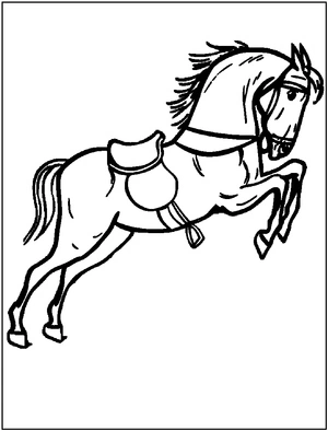 Página para Colorir Página para Colorir: Cavalo de Corrida Saltando