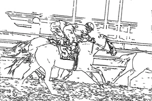 Página para Colorir Corrida de Cavalos Empolgante