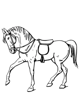 Página para Colorir Cavalo de Corrida Fantástico