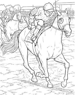 Página para Colorir Página para Colorir de Cavalo de Corrida para Imprimir Grátis
