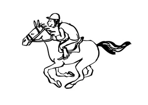 Página para Colorir Gráficos Gratuitos de Cavalos de Corrida