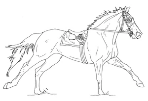 Página para Colorir Cavalo de Corrida Deslumbrante