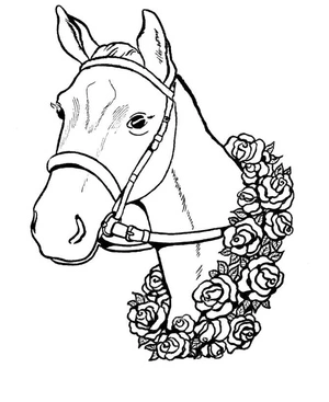 Página para Colorir Cabeça de Cavalo de Corrida