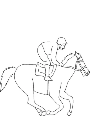 Página para Colorir Diversão com Corrida de Cavalos