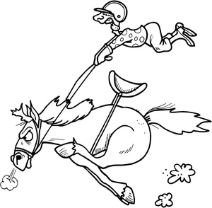 Página para Colorir Cavalo de Corrida Engraçado