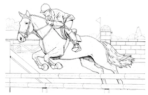 Página para Colorir Corrida de Cavalos Saltitantes