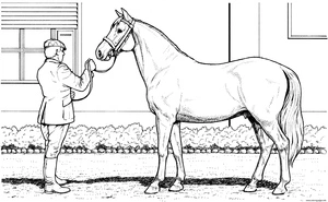 Página para Colorir Homem Montando um Cavalo de Corrida